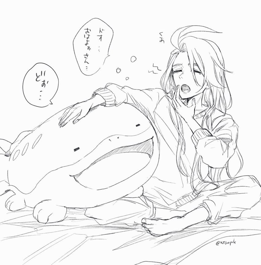 rika and clodsire (pokemon and 1 more) drawn by by_free_mind