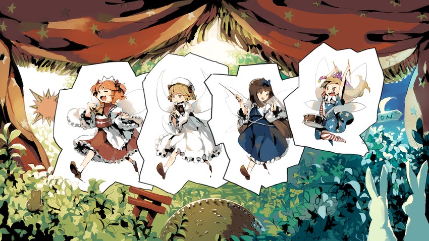 clownpiece, star sapphire, luna child, and sunny milk (touhou) drawn by kakuzato