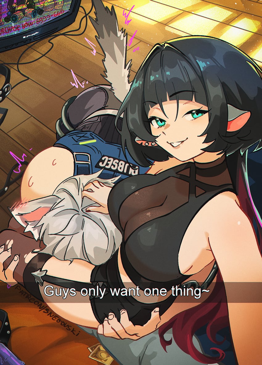 jane doe, qingyi, and seth lowell (zenless zone zero) drawn by snegovski