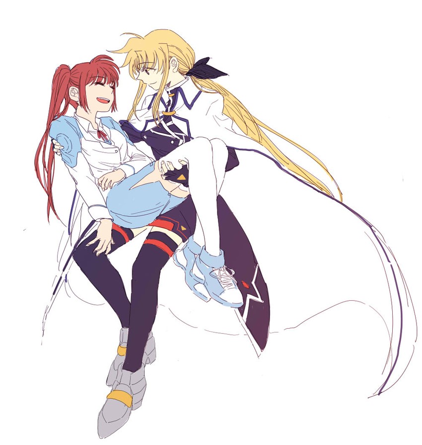 fate testarossa and takamachi nanoha (lyrical nanoha and 1 more) drawn by echiu