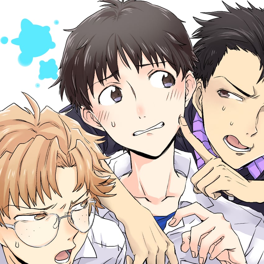 ikari shinji, aida kensuke, and suzuhara touji (neon genesis evangelion) drawn by negoto_(psyming)