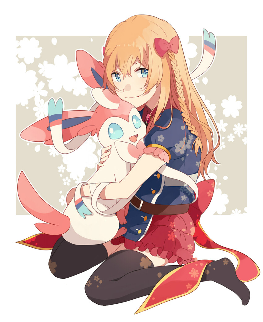 sylveon and midare toushirou (pokemon and 1 more) drawn by unapoppo