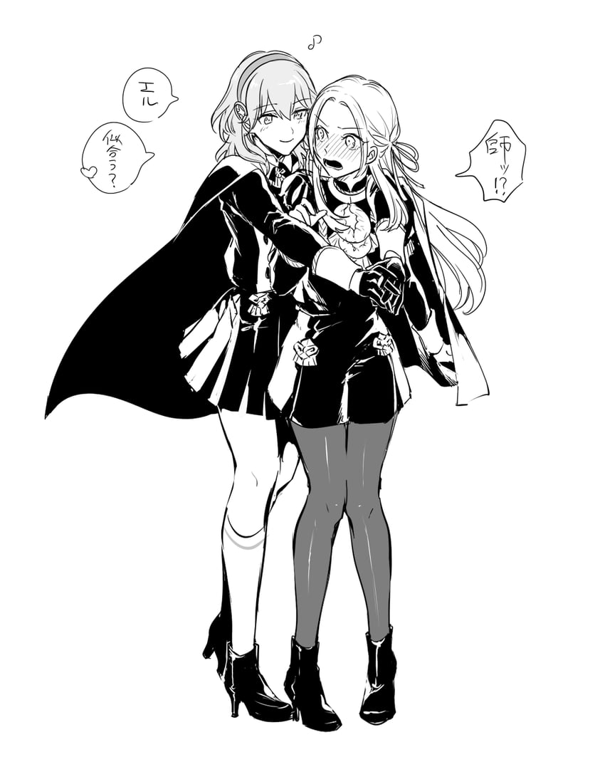female byleth and edelgard von hresvelg (fire emblem and 1 more) drawn by mizuno_(iori-amu)