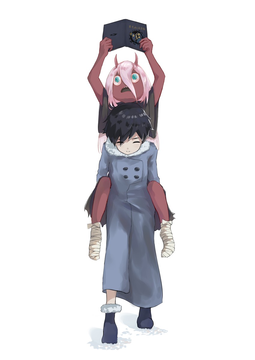 zero two and hiro (darling in the franxx) drawn by 1205125290