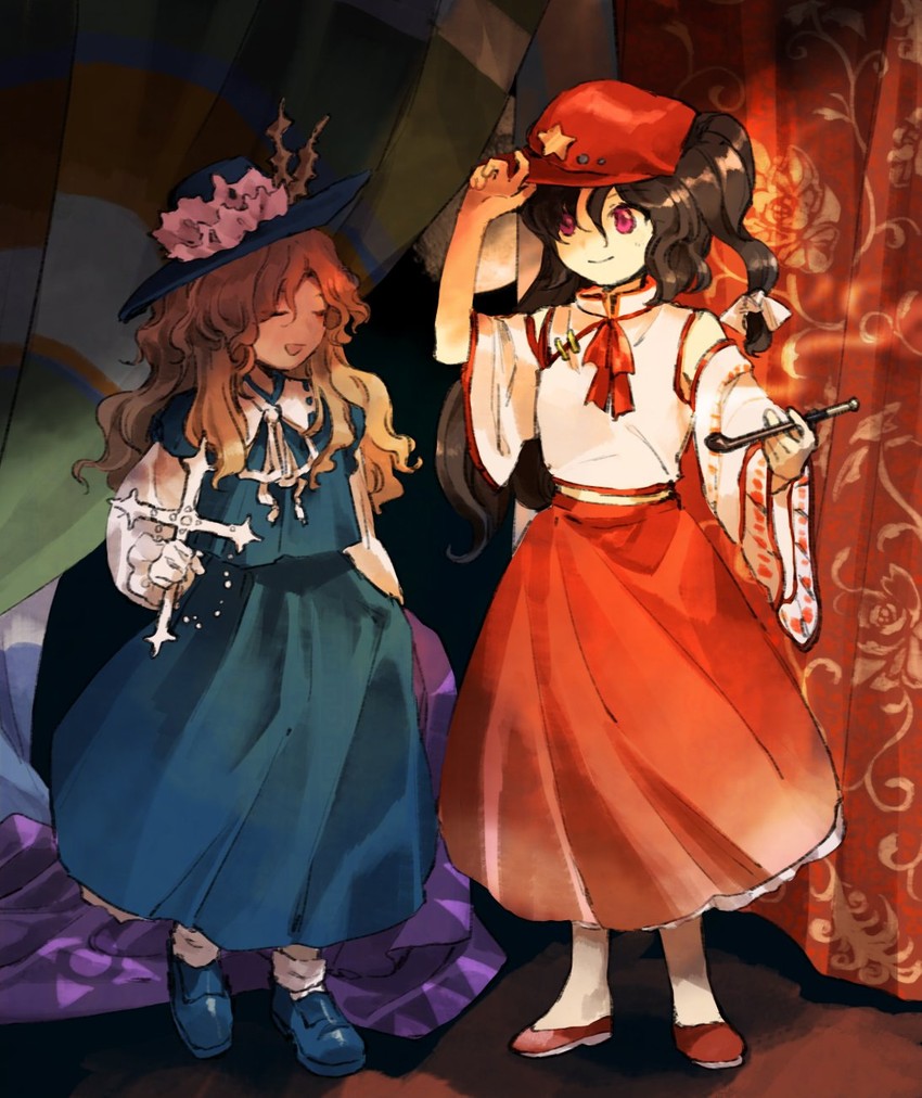 jacket girl and label girl (touhou and 1 more) drawn by kaigen_1025