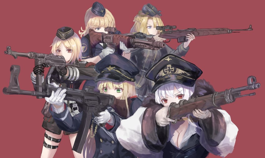 mp40, kar98k, stg44, g43, and fg42 (girls' frontline) drawn by martinreaction