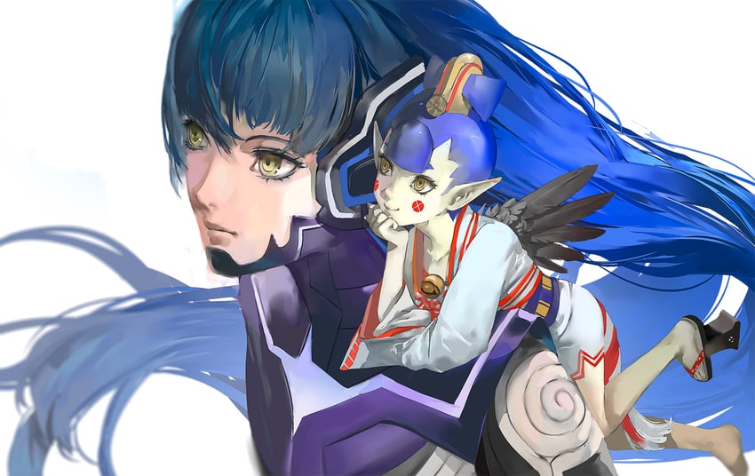 protagonist and amanozako (shin megami tensei and 1 more) drawn by blazpu