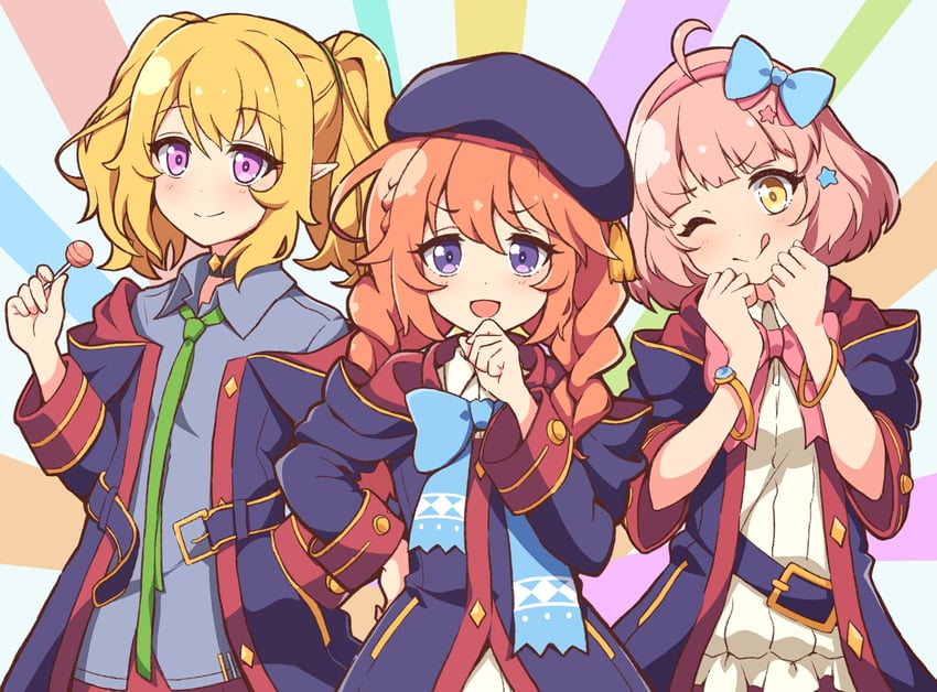 yuni, chloe, and chieru (princess connect!) drawn by ebian_(ebiangames)