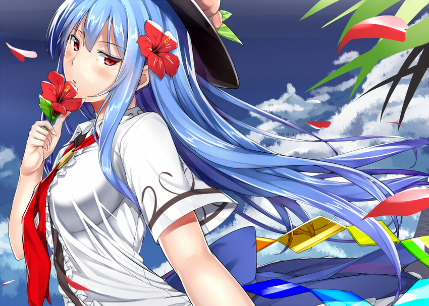 hinanawi tenshi (touhou) drawn by neropaso