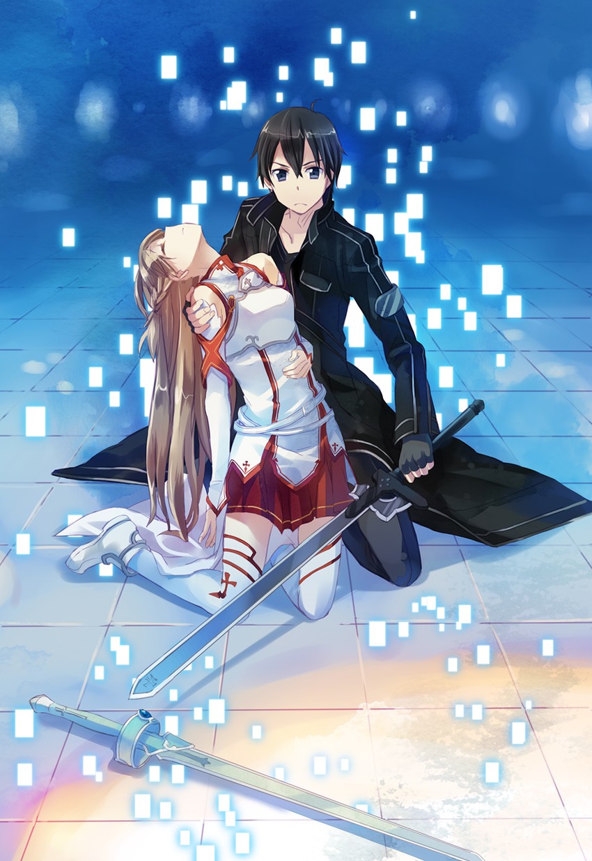 asuna and kirito (sword art online) drawn by naruse_chisato