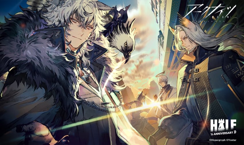silverash, executor, hellagur, and courier (arknights) drawn by nozaki_tsubata