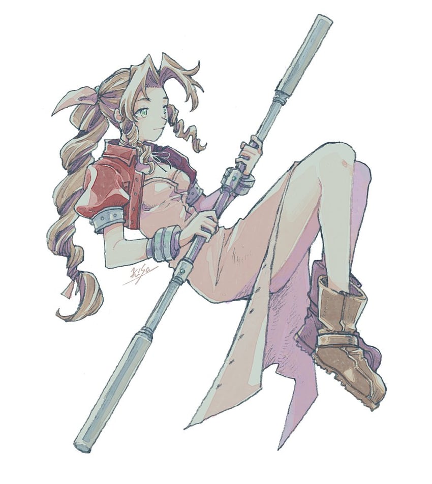 aerith gainsborough (final fantasy and 1 more) drawn by michibata_65