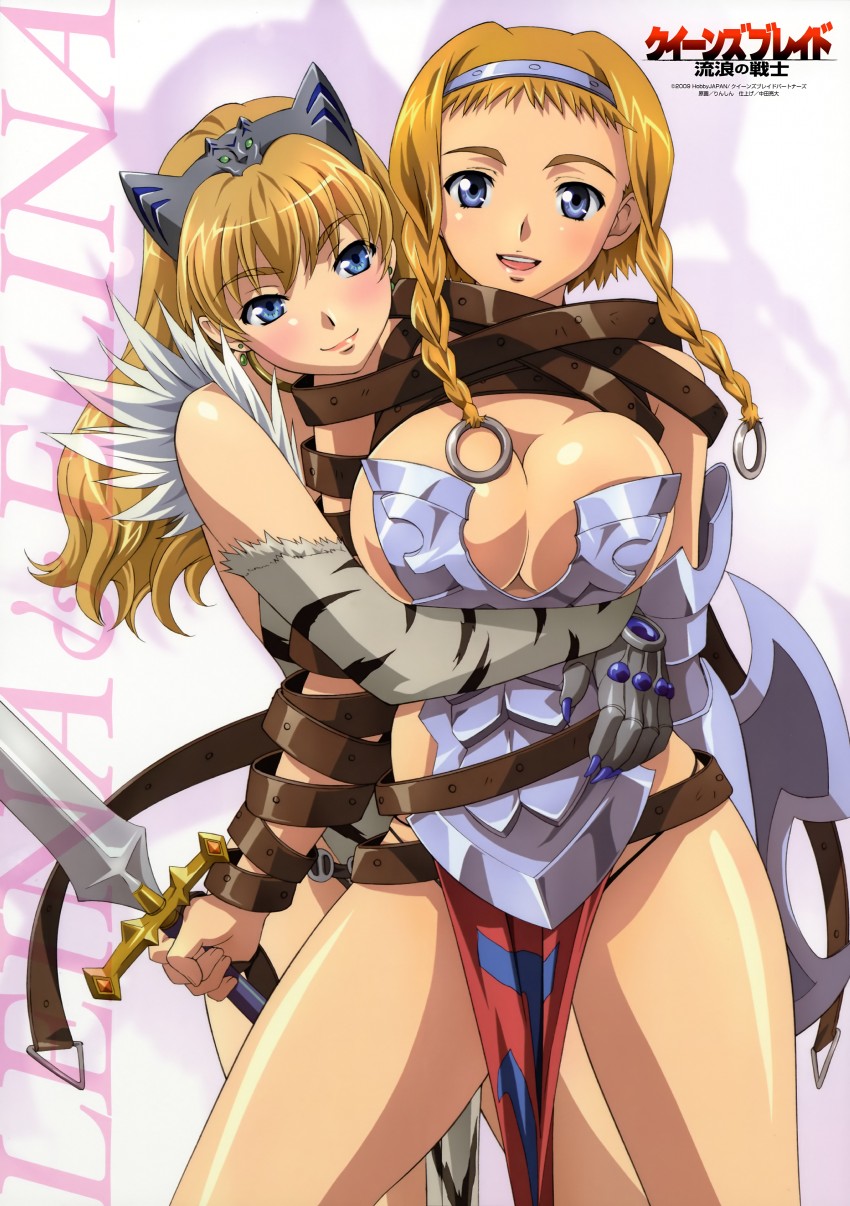 leina, exiled warrior leina, elina, and captain of the royal guard elina (queen's blade) drawn by rin-sin