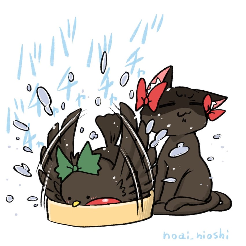 kaenbyou rin and reiuji utsuho (touhou and 1 more) drawn by noai_nioshi