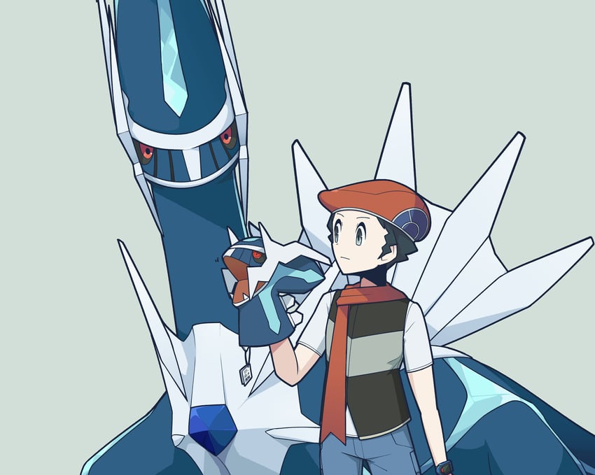 lucas and dialga (pokemon and 1 more) drawn by hachijuu_suzume