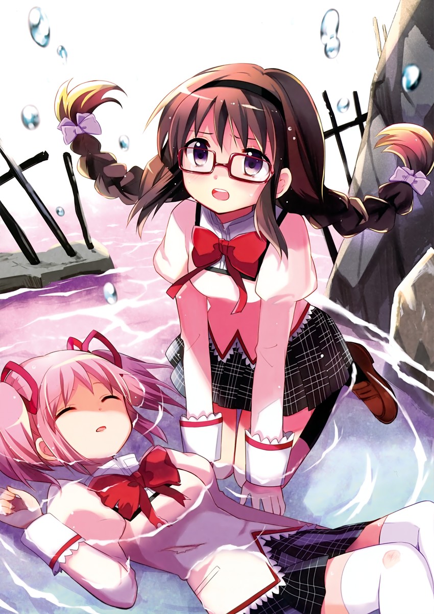 akemi homura and kaname madoka (mahou shoujo madoka magica) drawn by hara_yui