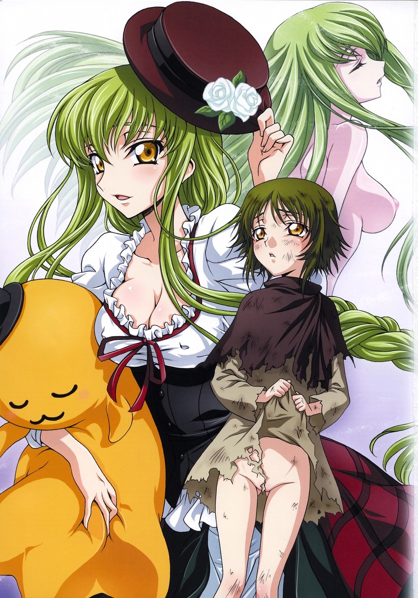 c.c. and cheese-kun (code geass and 1 more) drawn by iyou and yukkyun