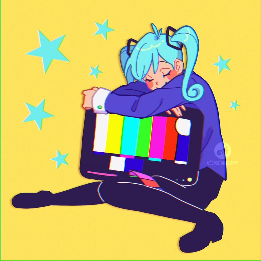 hatsune miku (vocaloid and 2 more) drawn by nichan_(nichanhimedesu)