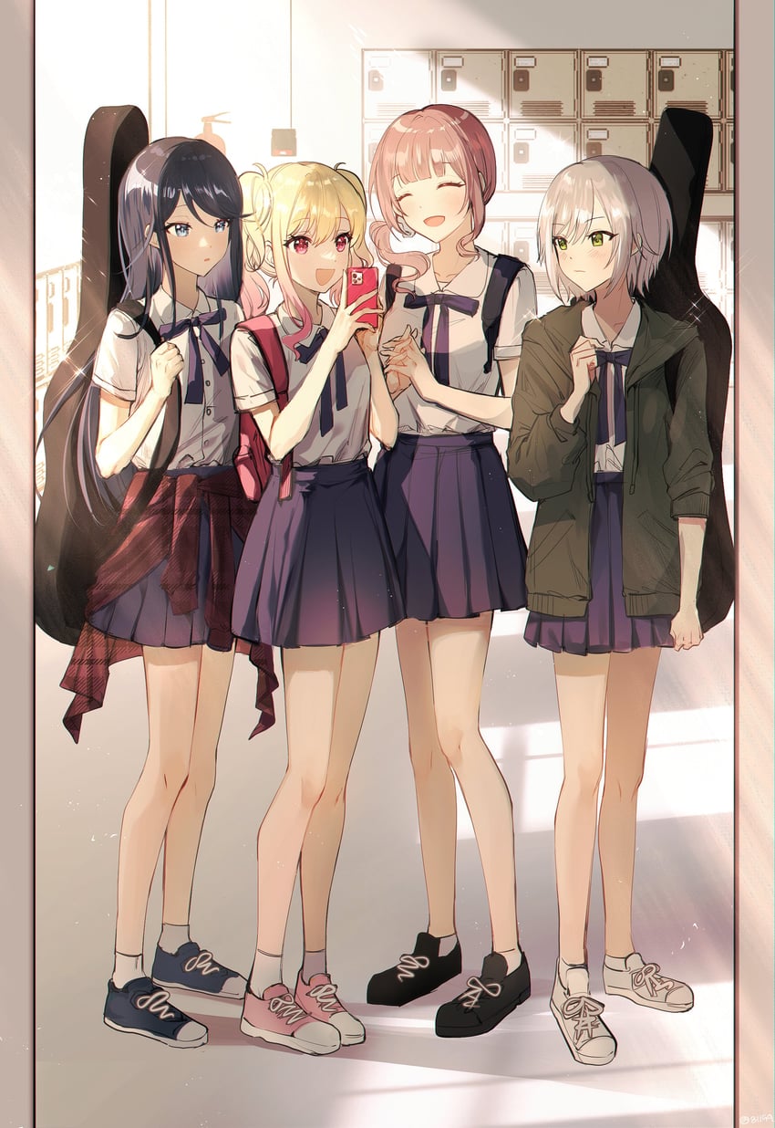tenma saki, hoshino ichika, mochizuki honami, and hinomori shiho (project sekai) drawn by lomo_(81159)