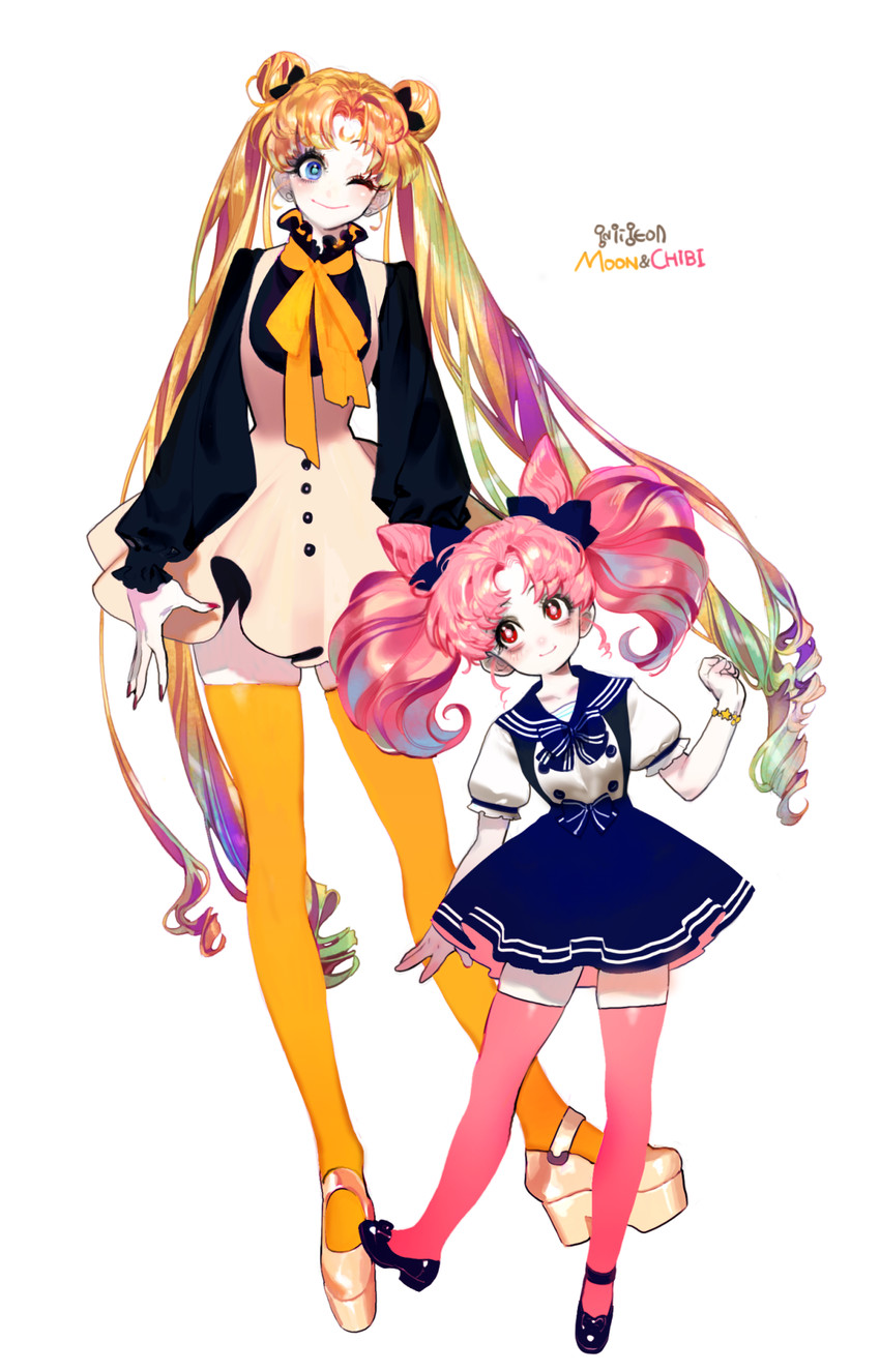 tsukino usagi and chibi usa (bishoujo senshi sailor moon) drawn by pigeon666