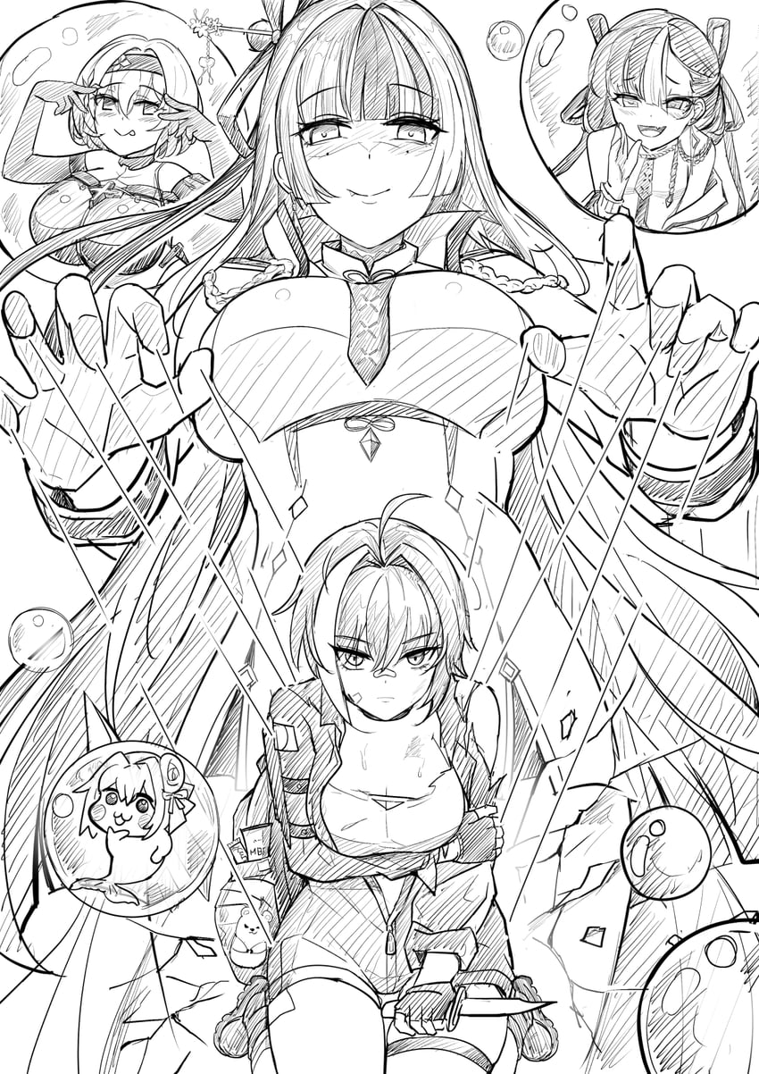 syuen, doro, red shoes, mori, and jien (goddess of victory: nikke) drawn by yougenko