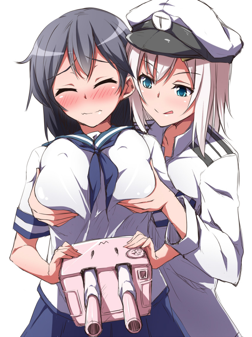 ushio, female admiral, and shindou akane (kantai collection) drawn by shinsono_shiroko