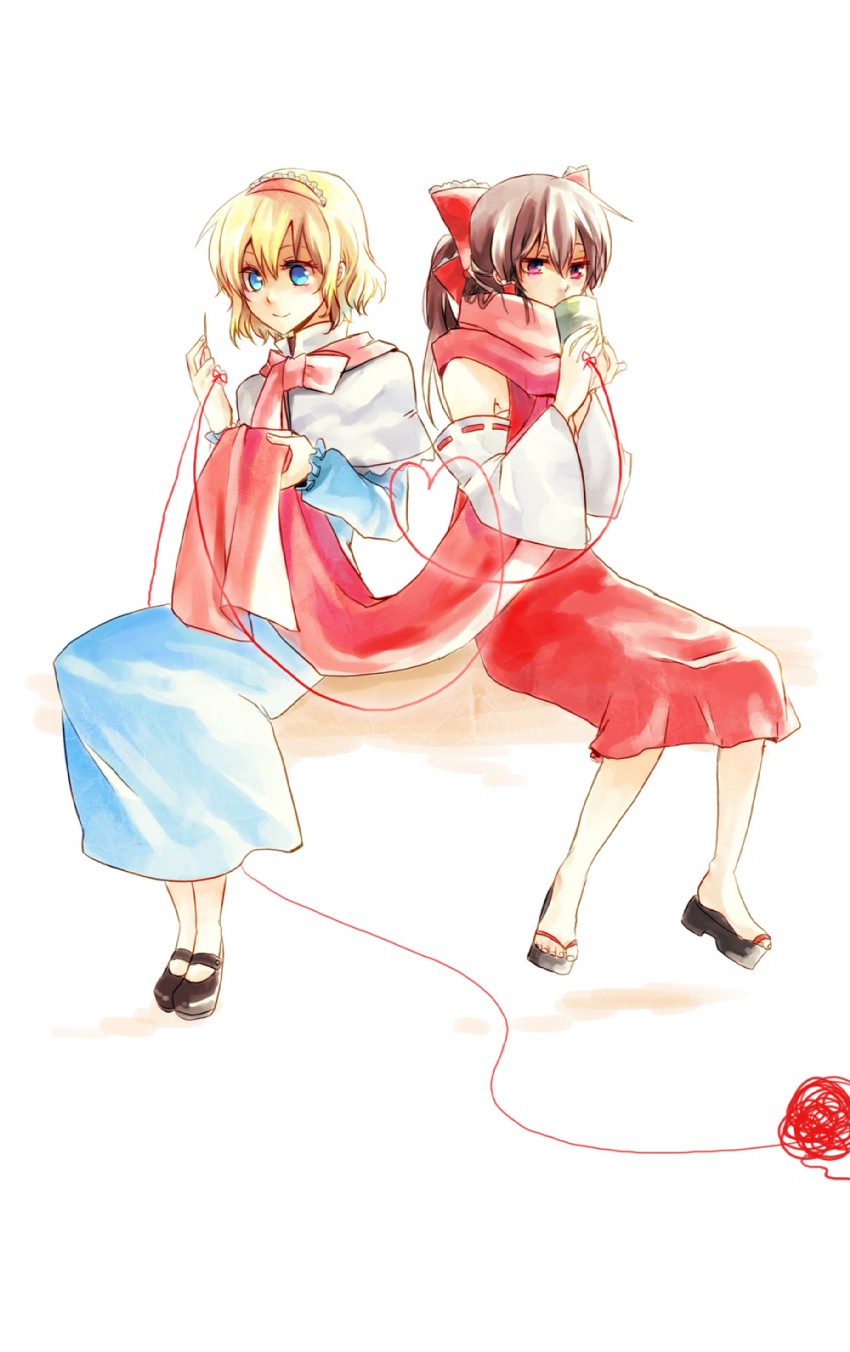 hakurei reimu and alice margatroid (touhou) drawn by nr_(cmnrr)