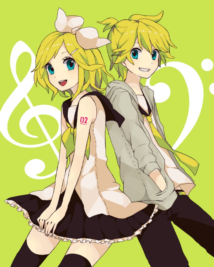 kagamine rin and kagamine len (vocaloid) drawn by monaco_(rmn02)