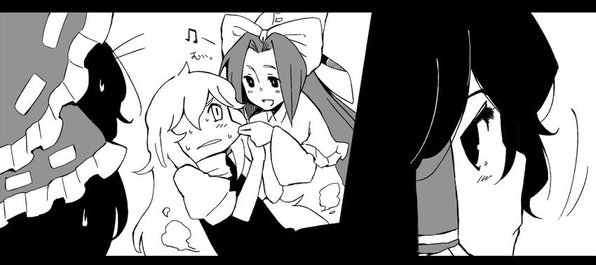 hakurei reimu, kirisame marisa, and mima (touhou) drawn by daitai_konna_kanji