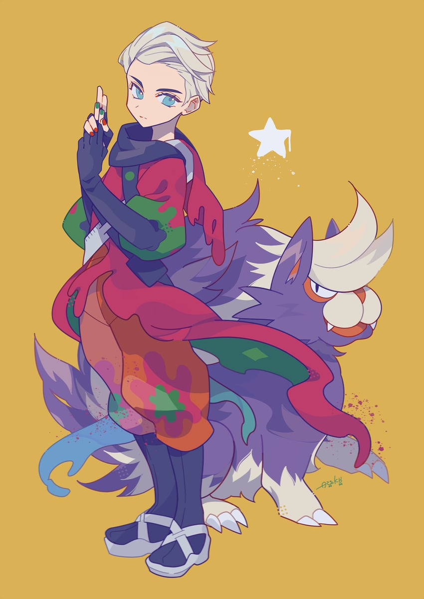 atticus and skuntank (pokemon and 1 more) drawn by auko