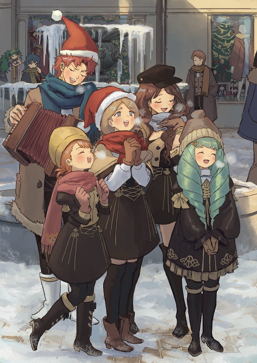 female byleth, dorothea arnault, sylvain jose gautier, mercedes von martritz, annette fantine dominic, and 3 more (fire emblem and 1 more) drawn by green_little