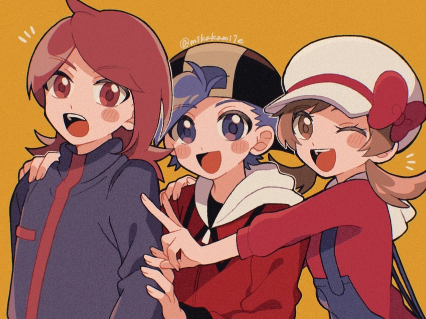 ethan, lyra, and silver (pokemon and 1 more) drawn by mikakami1e