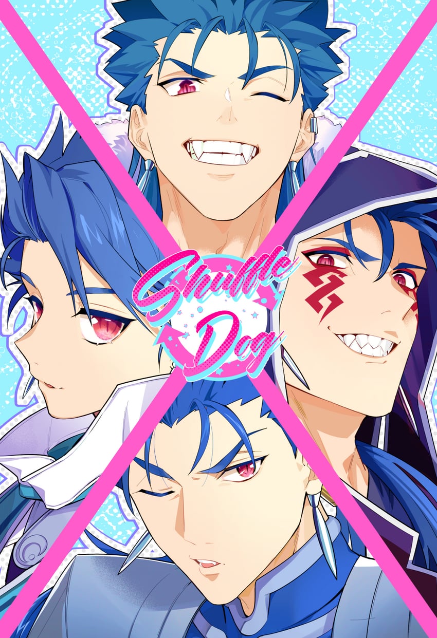 cu chulainn alter, cu chulainn, and setanta (fate and 1 more) drawn by basashi_(1092aru)