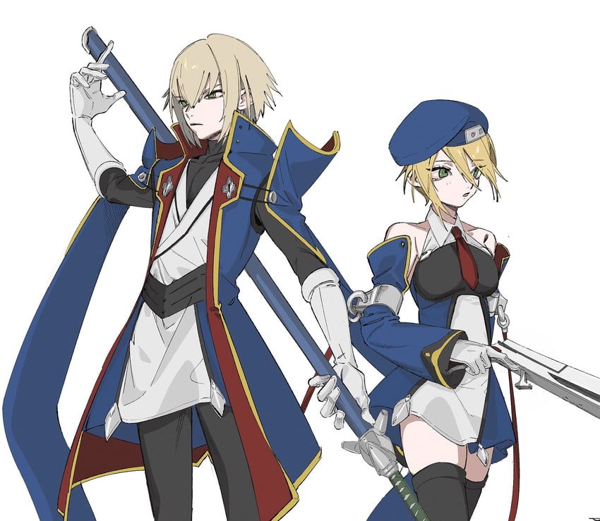 noel vermillion and jin kisaragi (blazblue) drawn by umashio_potechi-san