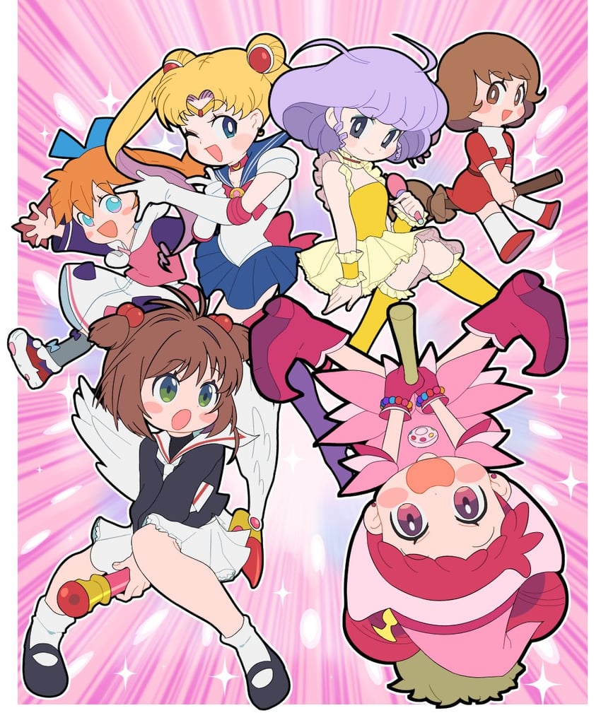 kinomoto sakura, tsukino usagi, sailor moon, harukaze doremi, morisawa yuu, and 3 more (bishoujo senshi sailor moon and 5 more) drawn by miyata_(lhr)