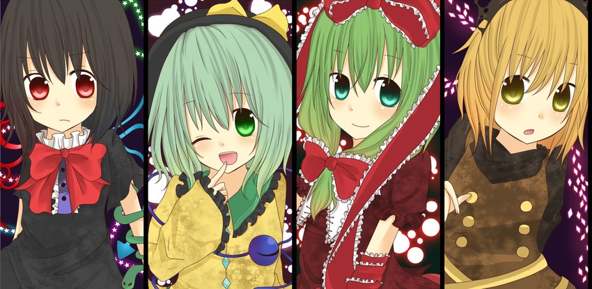 komeiji koishi, houjuu nue, kagiyama hina, and kurodani yamame (touhou) drawn by bun_no_ji