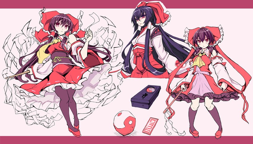 hakurei reimu and sendai hakurei no miko (original and 2 more) drawn by pz