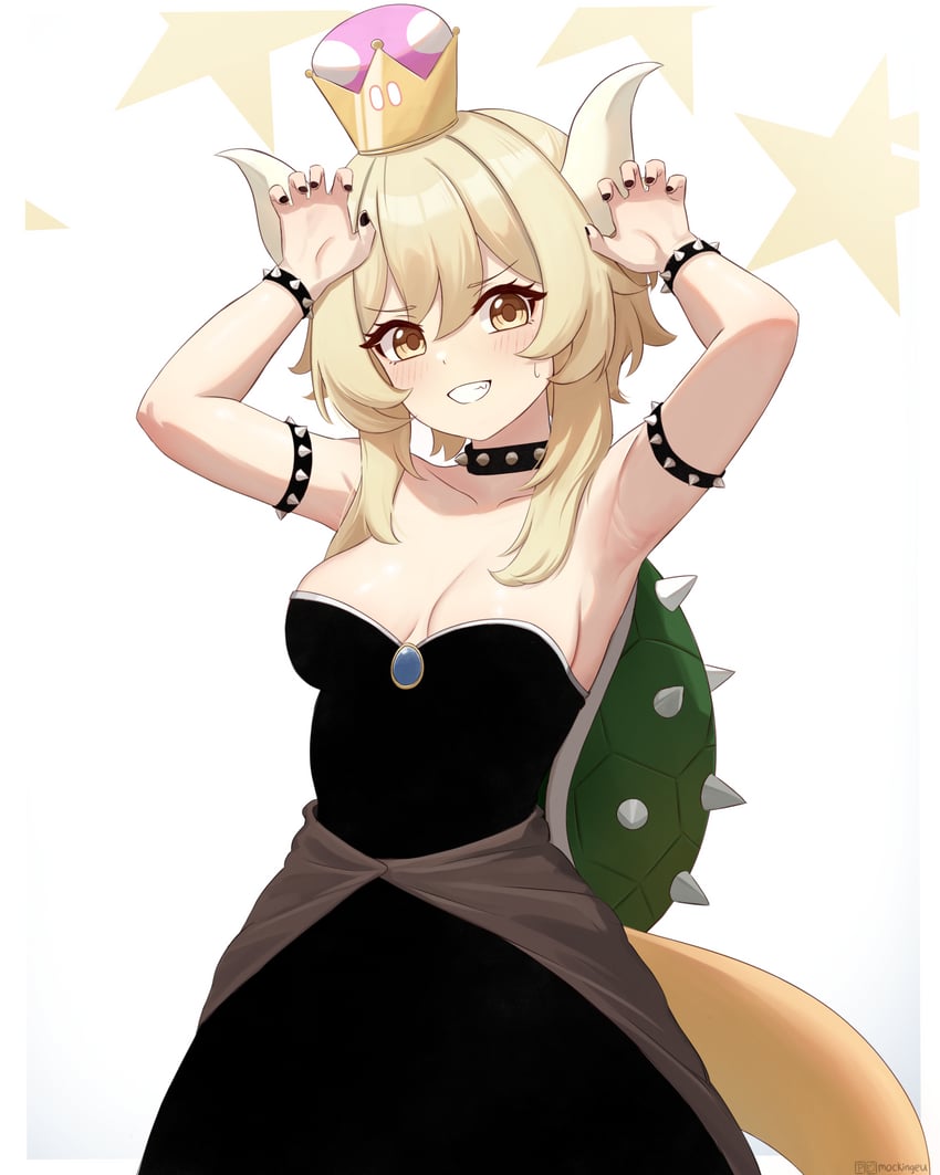 lumine and bowsette (genshin impact and 2 more) drawn by mockingeu