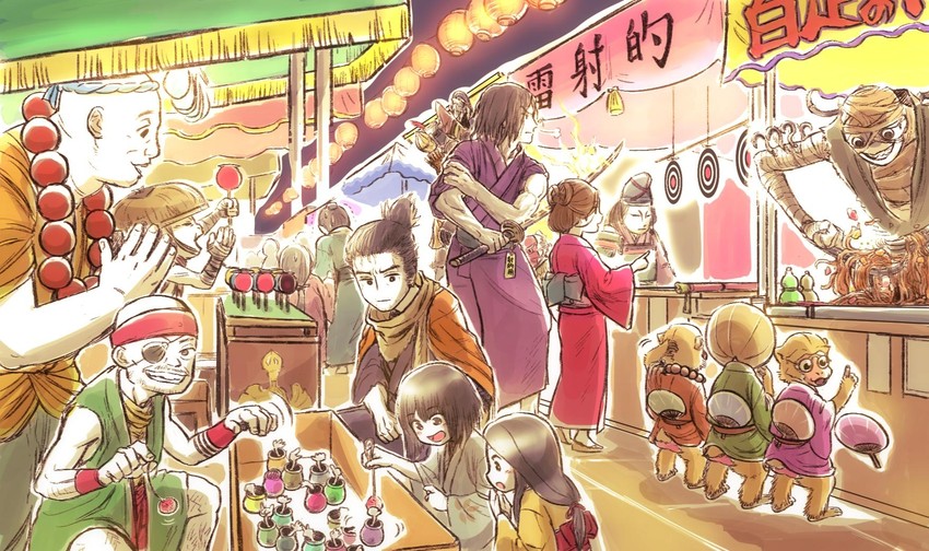 sekiro, kuro the divine heir, emma the gentle blade, ashina genichirou, divine child of rejuvenation, and 4 more (sekiro: shadows die twice) drawn by pen_(mipe)
