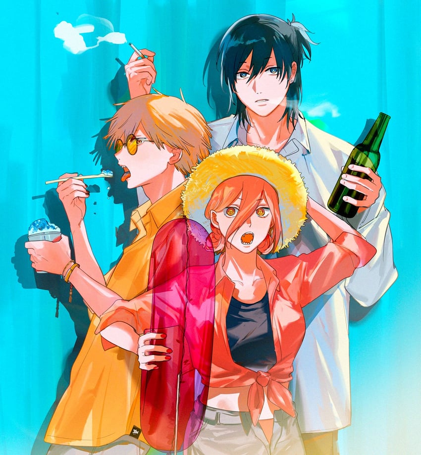 power, denji, and hayakawa aki (chainsaw man) drawn by ohisama33ohayo3