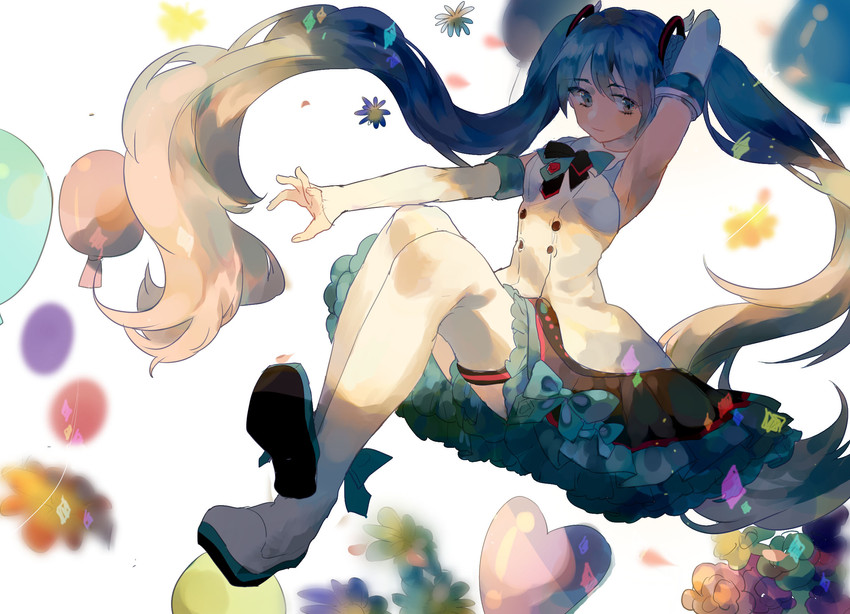 hatsune miku and magical mirai miku (vocaloid and 1 more) drawn by lobelia_(saclia)
