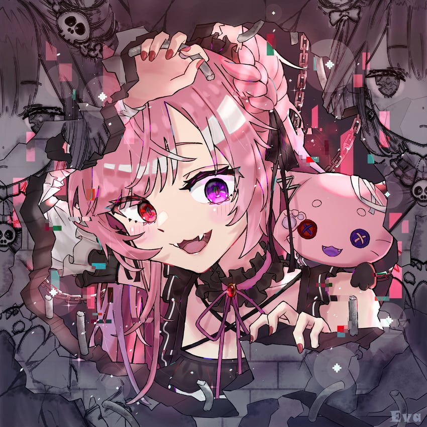 uruha rushia, mikeneko, and pon-chan (hololive and 1 more) drawn by 17nguyntinhong1