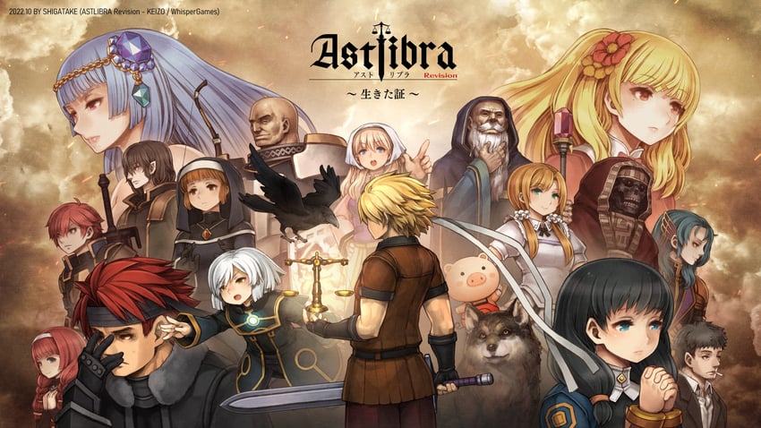 shiro, kuro, anulis, astrea, protagonist, and 13 more (astlibra revision) drawn by shigatake