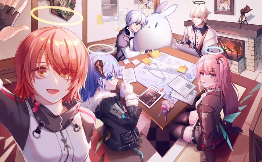 exusiai, mostima, executor, waai fu, emperor, and 2 more (arknights) drawn by shifengxijin