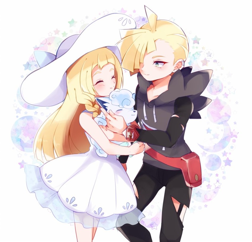 lillie, gladion, and alolan vulpix (pokemon and 1 more) drawn by mvls_7