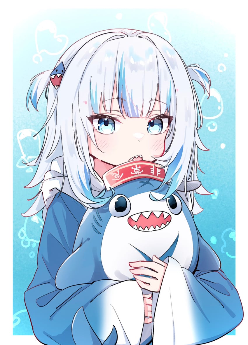 gawr gura and bloop (hololive and 1 more) drawn by tensann3