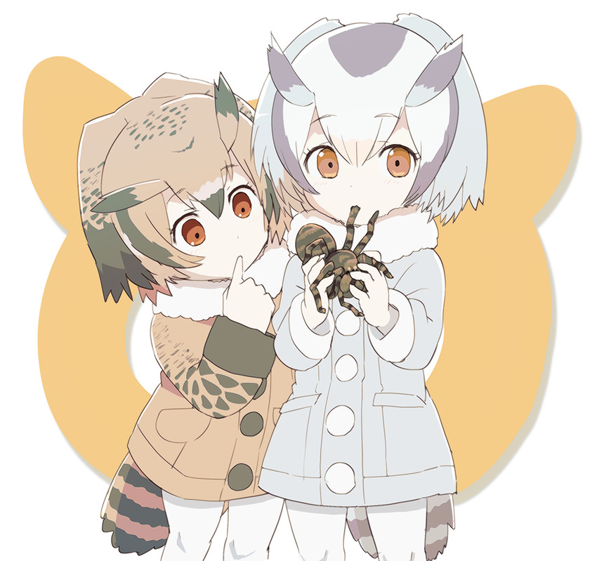 northern white-faced owl and eurasian eagle owl (kemono friends) drawn by samidare_(hoshi)