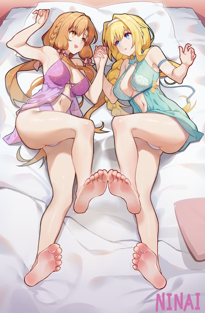asuna and alice zuberg (sword art online and 2 more) drawn by ninai