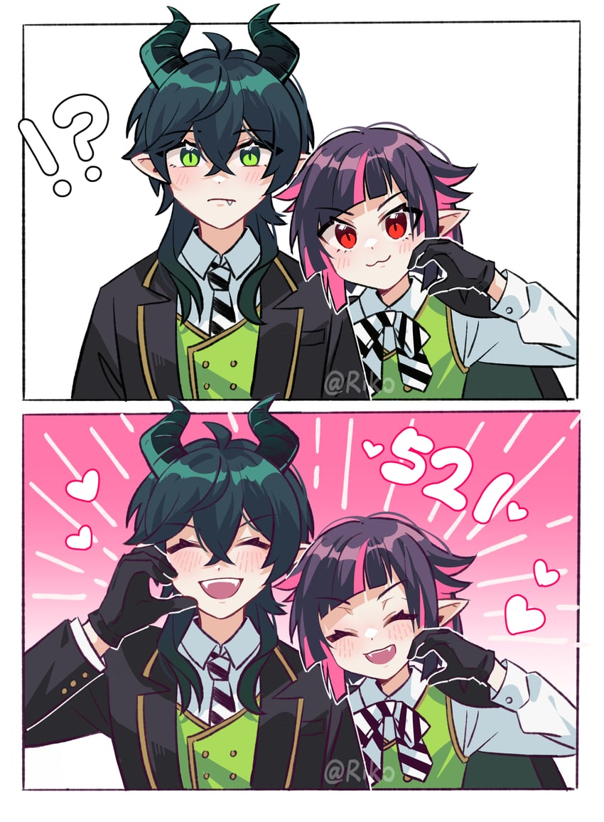 lilia vanrouge and malleus draconia (twisted wonderland) drawn by riko_shinkai