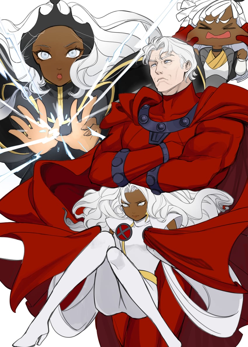 storm and magneto (marvel and 1 more) drawn by kyou_(iuciferic)